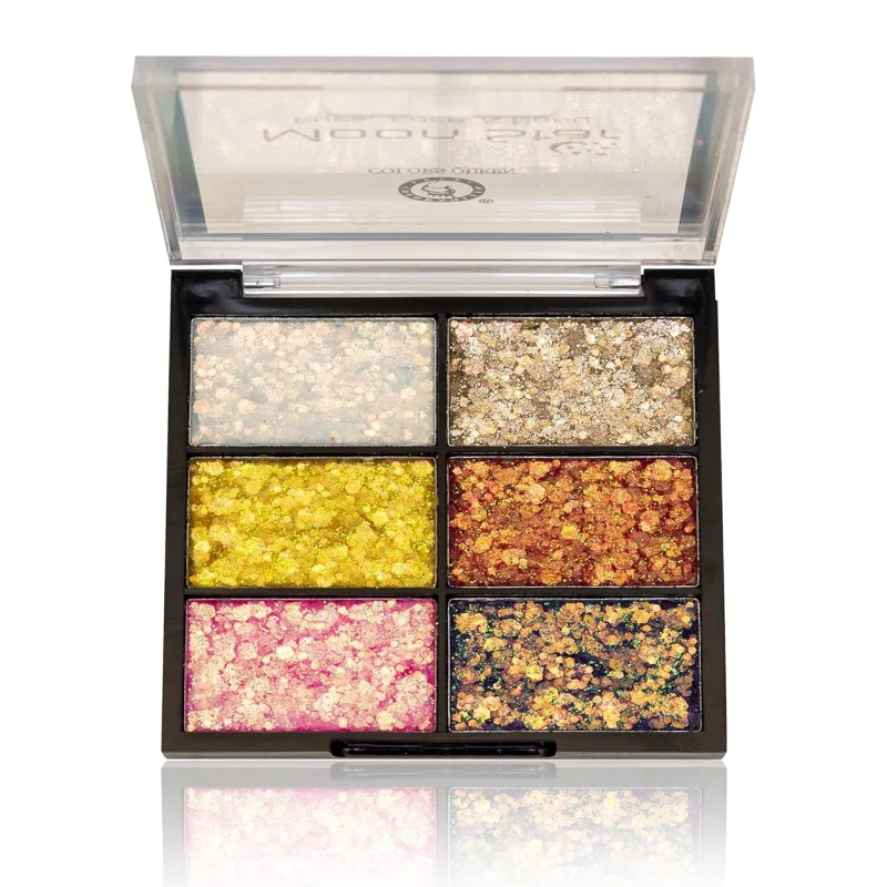 Colors Queen Moon Star 6 Color Glitter Eyeshadow Palette | Shimmery Finish Highly Sparkle Glitter Eyeshadow Palette | Long Lasting Eye Makeup Palette (Shade - 02) thumbnail 2