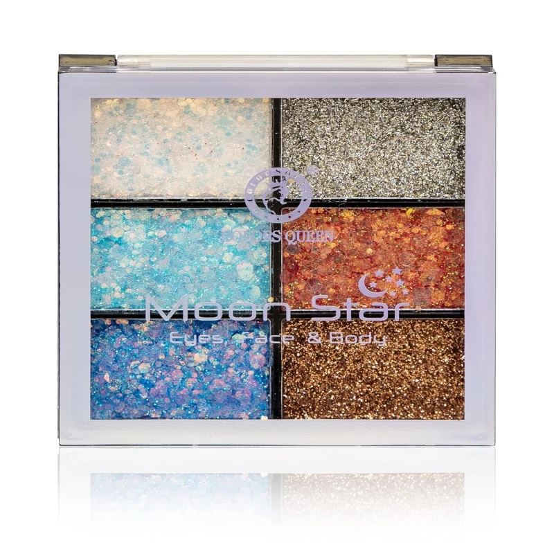 Colors Queen Moon Star 6 Color Glitter Eyeshadow Palette | Shimmery Finish Highly Sparkle Glitter Eyeshadow Palette | Long Lasting Eye Makeup Palette (Shade - 02) thumbnail 3