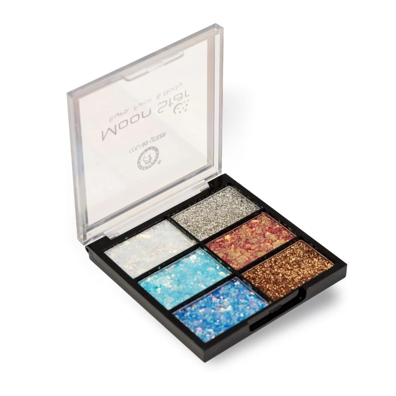 Colors Queen Moon Star 6 Color Glitter Eyeshadow Palette | Shimmery Finish Highly Sparkle Glitter Eyeshadow Palette | Long Lasting Eye Makeup Palette (Shade - 02) thumbnail 7