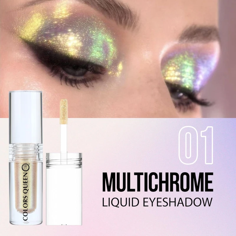 Colors Queen Multichrome Liquid Eyeshadow | Long Wearing &amp; Highly Pigmented Eyeshadow with Metallic Finish | Transfer Proof &amp; Smudge Proof Liquid Eye Shadow for Eye Makeup (10 - Diamond Dust) thumbnail 3