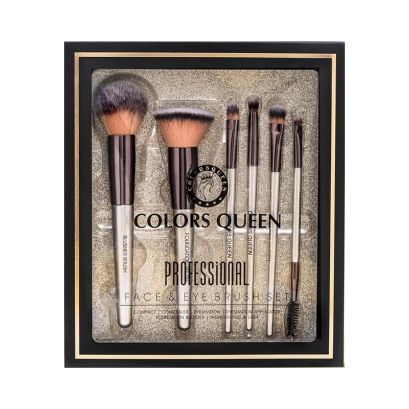 Colors Queen Professional Face &amp; Eye Makeup Brush Set of 6 | Premium Easy to Hold, Ultra Soft Bristles, Face &amp; Eye Makeup Brush Set for Liquid, Cream &amp; Powder Application thumbnail 2