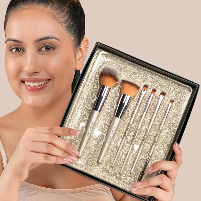 Colors Queen Professional Face &amp; Eye Makeup Brush Set of 6 | Premium Easy to Hold, Ultra Soft Bristles, Face &amp; Eye Makeup Brush Set for Liquid, Cream &amp; Powder Application thumbnail 6
