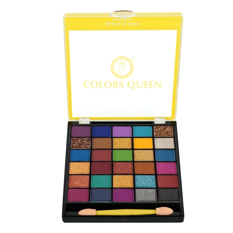 Colors Queen Quick &amp; Easy Eyeshadow Palette | 30 Multi-Color Eye shadow Palette with Matte, Shimmer &amp; Glitter Shades | Highly Pigmented, Easy to Blend, Long Lasting Eyeshadow Palette with Brush (Multicolor - 02, 18g) thumbnail 2