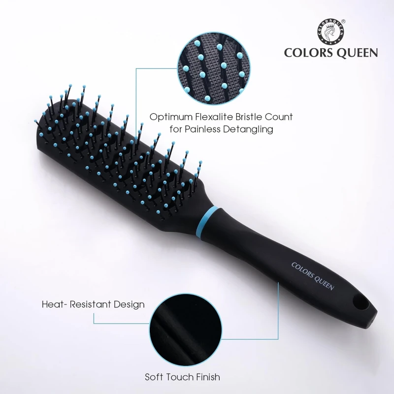 Colors Queen Small Hair Brush with Strong &amp; Flexible Bristles | Hair Brush for Men &amp; Women for Grooming, Straightening, Smoothing &amp; Detangling Hair (Small Brush) - Thumbnail 4