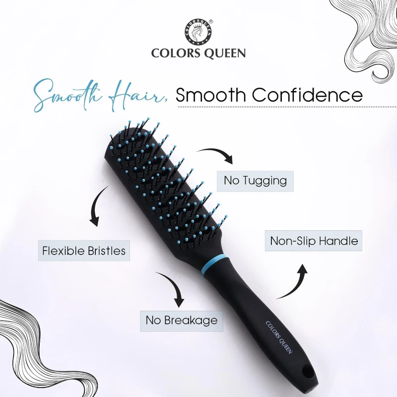 Colors Queen Small Hair Brush with Strong &amp; Flexible Bristles | Hair Brush for Men &amp; Women for Grooming, Straightening, Smoothing &amp; Detangling Hair (Small Brush) - Thumbnail 6