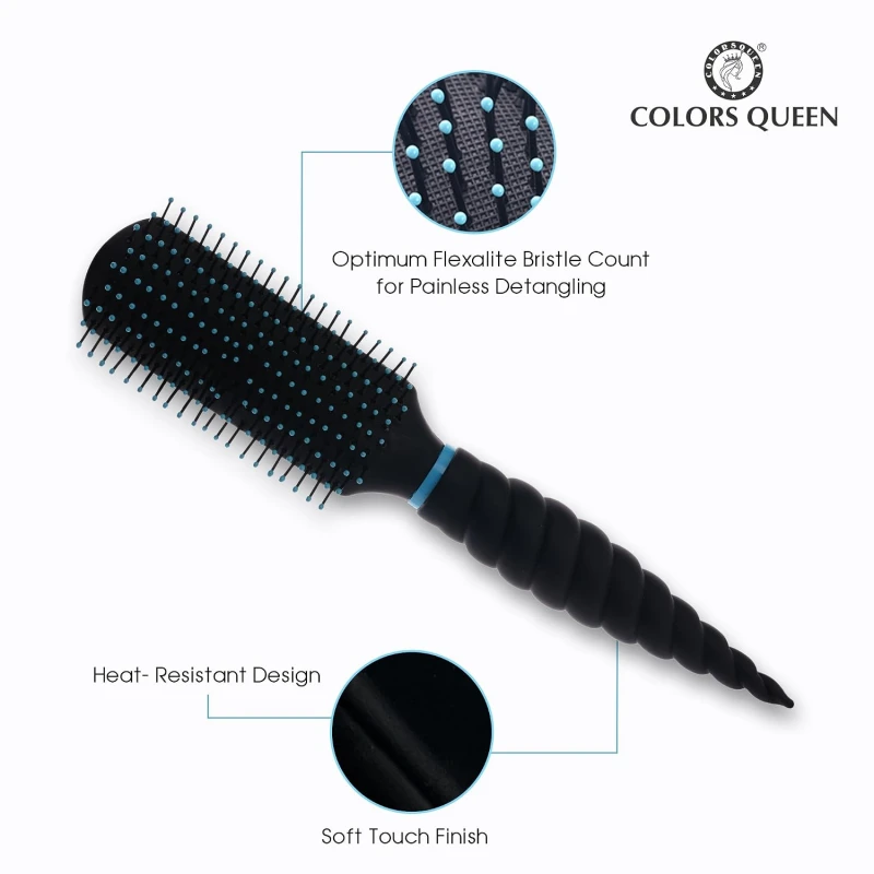 Colors Queen Small Paddle Hair Brush with Strong &amp; Flexible Bristles | Hair Brush for Men &amp; Women for Grooming, Straightening, Smoothing &amp; Detangling Hair (Small Paddle Brush) - Thumbnail 4