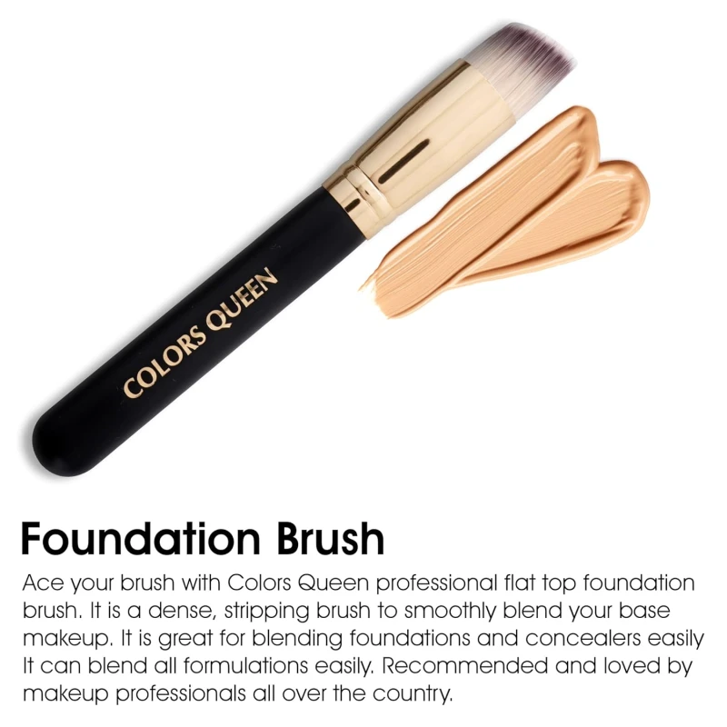 COLORS QUEEN Soft Bristle Foundation Brush | Flat Makeup Brush for Liquid &amp; Powder Foundation Application | Blending Brush for Face Makeup thumbnail 3