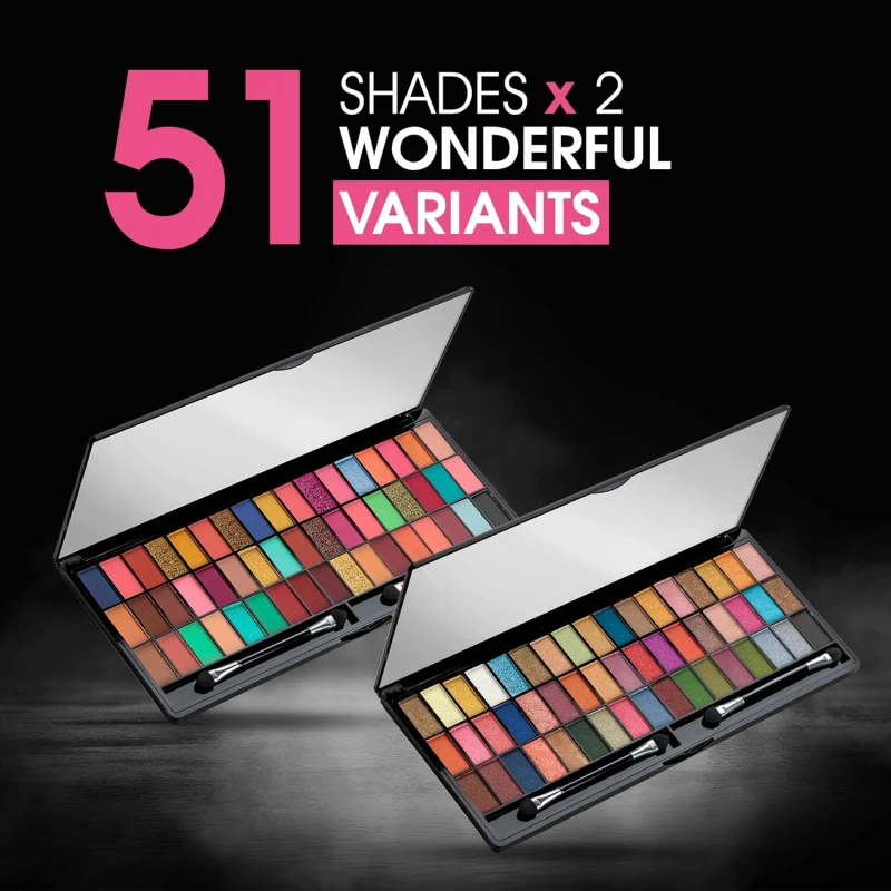 Colors Queen Ultra Pigmented 51 Colors Eyeshadow Palette with Brush | Easy to Blend, Long Wearing Eye Makeup Palette | Eyeshadow Palette with Matte &amp; Shimmery Shades (Multicolor - 01) thumbnail 11