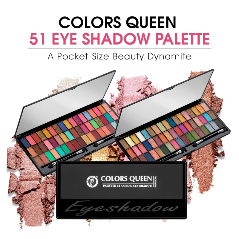 Colors Queen Ultra Pigmented 51 Colors Eyeshadow Palette with Brush | Easy to Blend, Long Wearing Eye Makeup Palette | Eyeshadow Palette with Matte &amp; Shimmery Shades (Multicolor - 01) thumbnail 12