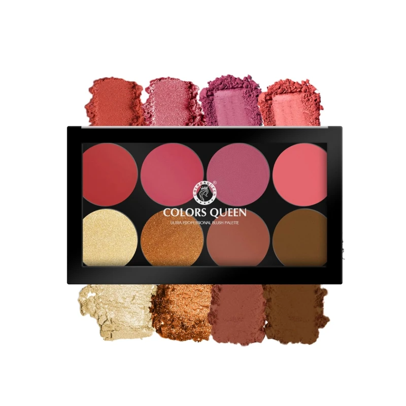 Colors Queen Ultra Professional Blush Palette with Shimmer Highlighters and Contour | Highly Pigmented &amp; Easy to Blendable Shades | Lightweight Blush and Highlighter Palette (Shade - 01) - Thumbnail 2