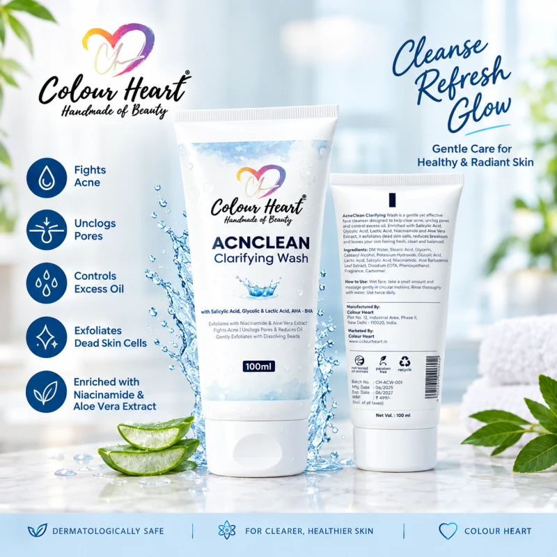 COLOUR HEART Anti-Acne Clarifying Wash Salicylic Acid Face Wash For Oily &amp;amp; Acne Prone Skin | With LHA for Pore Cleansing, Oil Control &amp;amp; Sebum Regulation | Sulfate-Free Formula with Zinc for Gentle Exfoliation | Cleanser for Women &amp;amp; Men - Thumbnail 3