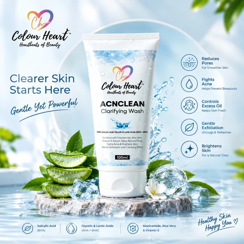 COLOUR HEART Anti-Acne Clarifying Wash Salicylic Acid Face Wash For Oily &amp;amp; Acne Prone Skin | With LHA for Pore Cleansing, Oil Control &amp;amp; Sebum Regulation | Sulfate-Free Formula with Zinc for Gentle Exfoliation | Cleanser for Women &amp;amp; Men - Thumbnail 4