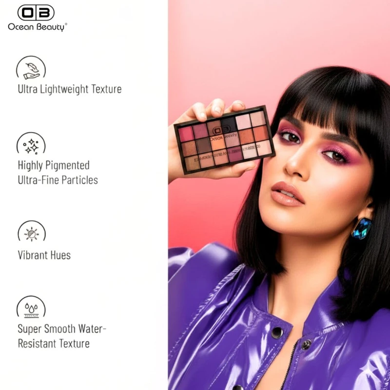 EyeShadow Palette ( 18 color ) High Pigmented | Complete Makeup Look | Makeup Palette Matte, Shimmery And Metallic Finish | Multicolor Palette | High Pigemted and Blendable | Longwear | Perfect Look Finish | 40 G (04) - Thumbnail 3