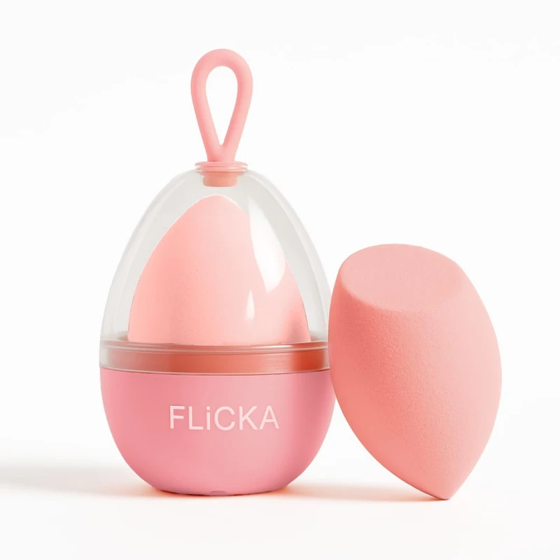 FLiCKA Beauty Blender with Case | Easy to Clean, Maintain &amp; Store | Latex-Free Blender | Suitable for Sensitive Skin with Case for Women thumbnail 2