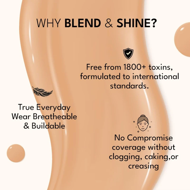 FLiCKA Blend and Shine Liquid Foundation for Face Makeup 30ml | Medium to High Coverage | Vitamin E, Avocado Oil &amp; SPF | Moisturizing, Lightweight, Waterproof | All Skin Types | 02.1 Natural thumbnail 10