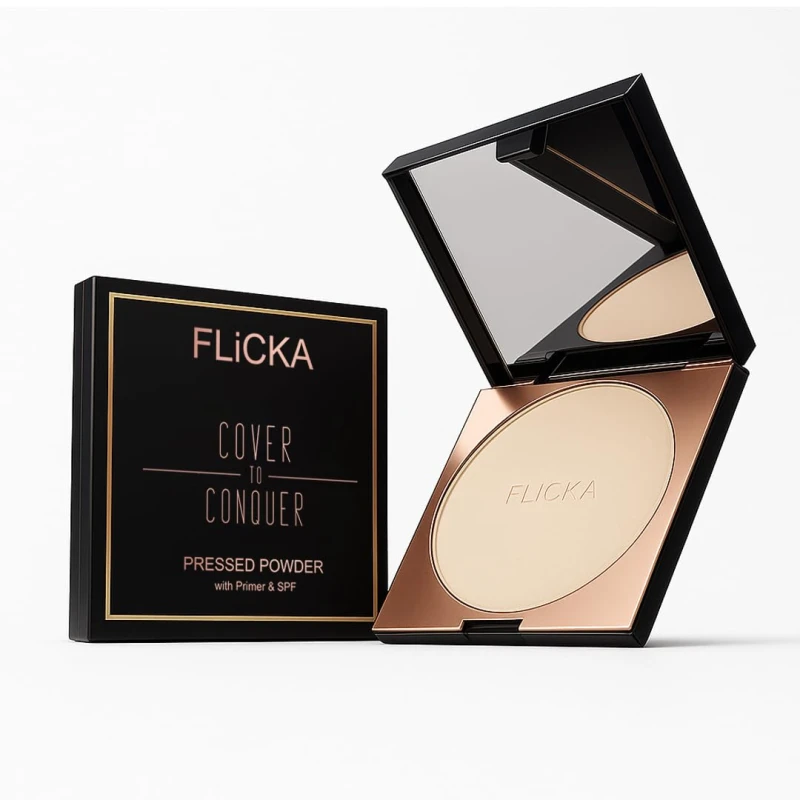 FLiCKA Cover To Conquer Compact Powder For Velvet Matte Finish, Long-Lasting, Smooth Finish| Absorbs Oil, Waterproof Formula, Prevents Creasing| 04 Walnut, 9g thumbnail 2