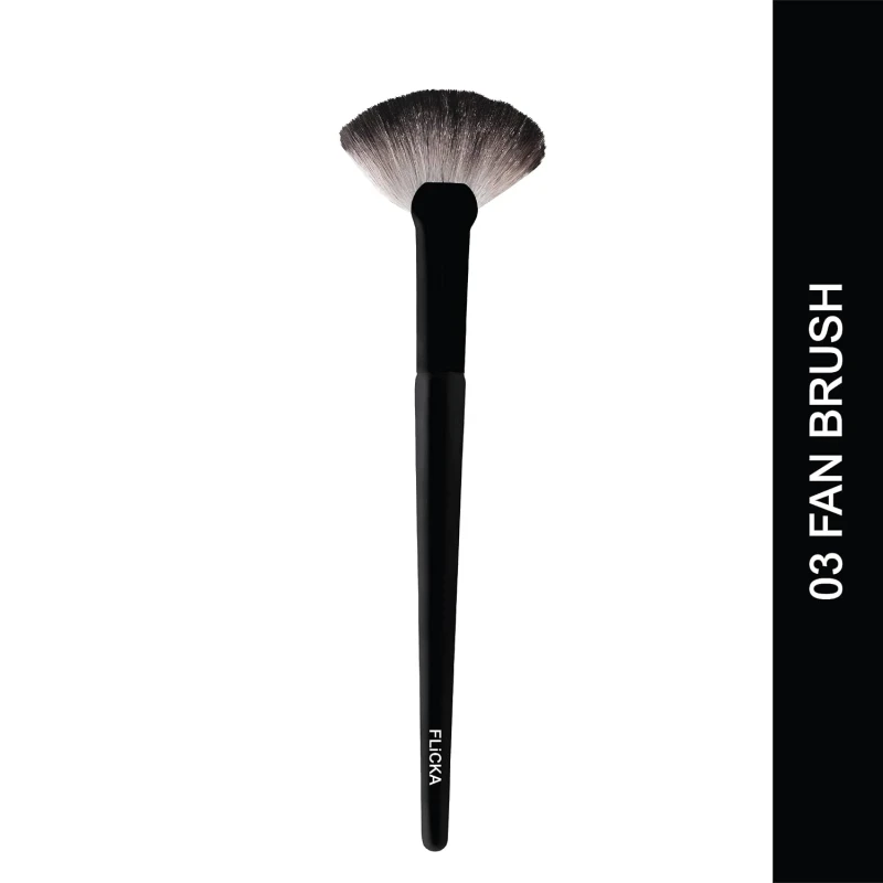 Flicka Fan Makeup Brush, Professional Highlighting Make Up Brush, Cheekbones Brush, Feather Soft Touch, 03 Fan Brush thumbnail 2