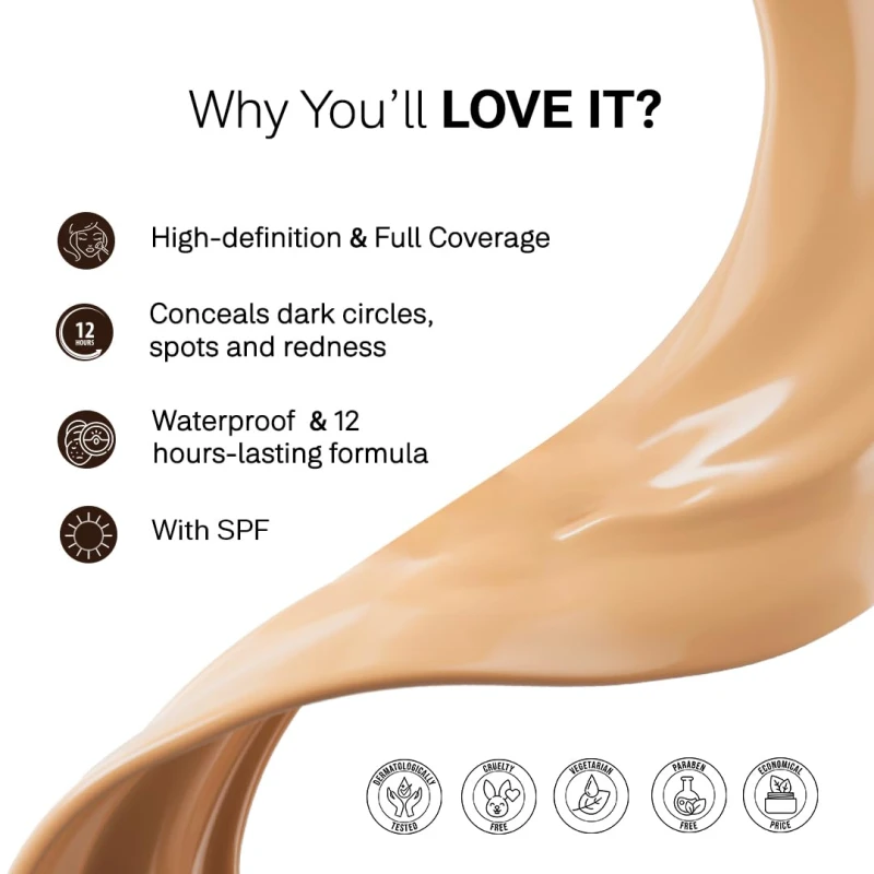 FLiCKA Flawless Femme Liquid Foundation for Face Makeup 30ml | Medium to High Coverage, Buildable | Natural, Waterproof &amp; Moisturizing | All Skin Types | 07 Walnut thumbnail 4