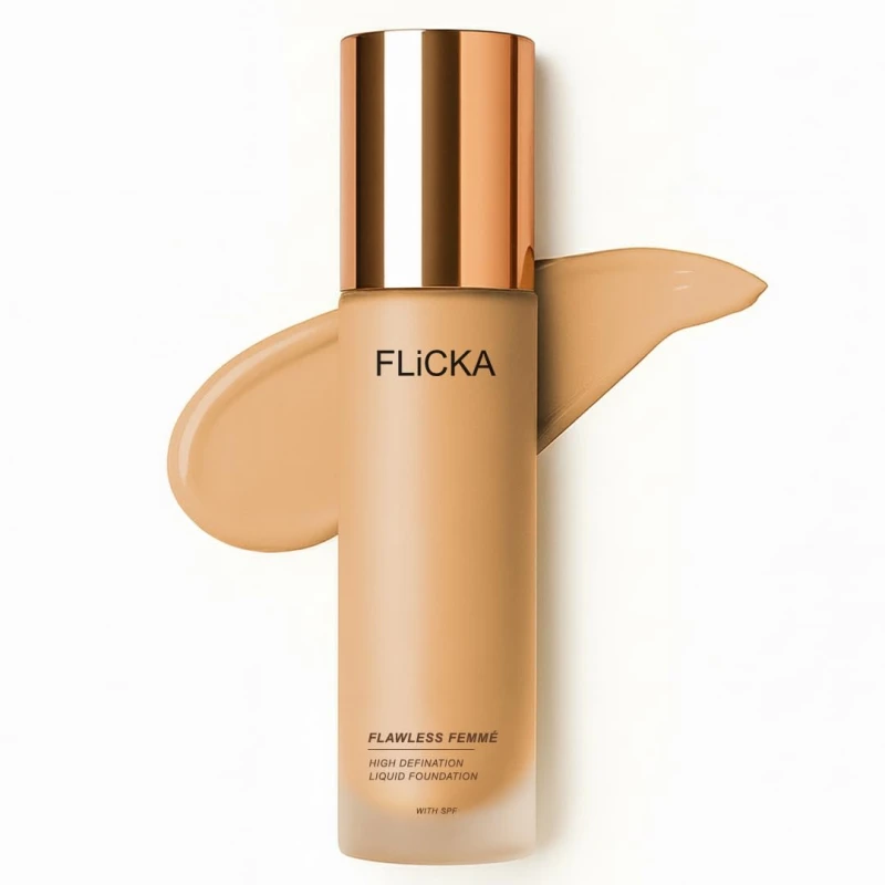 FLiCKA Flawless Femme Liquid Foundation for Face Makeup 30ml | Medium to High Coverage, Buildable | Natural, Waterproof &amp; Moisturizing | All Skin Types | 07 Walnut thumbnail 11