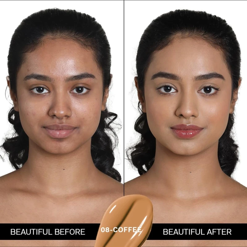 FLiCKA Flawless Femme Liquid Foundation for Face Makeup 30ml | Medium to High Coverage, Buildable | Natural, Waterproof &amp; Moisturizing | All Skin Types | 08 Coffee thumbnail 3