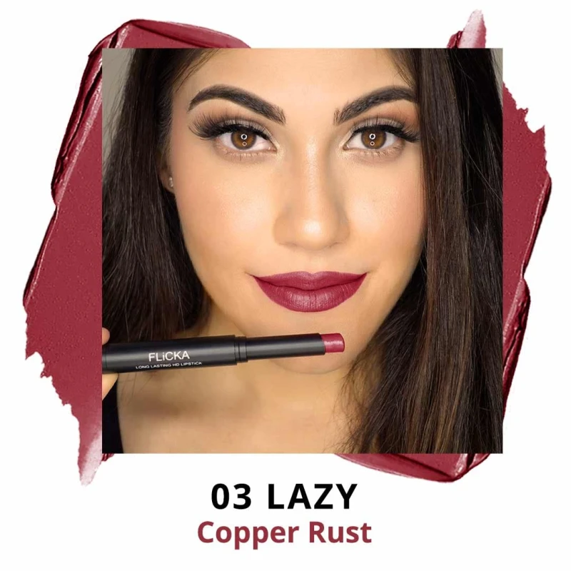 FLiCKA High Drama Creamy Matte Lipstick| Non-transfer HD Lipstick, Waterproof, Hydrating, Moisturizing, Upto 16Hrs, 03 Lazy, 3.2 thumbnail 3