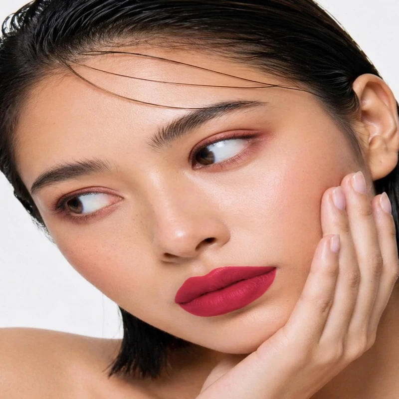 FLiCKA Lip Poetry Matte Lipstick| Enriched With Vitamin E, Sulphate Free, Moisturizing, Long Lasting Upto 6Hrs, 04 Chubby Cheeks, 4g thumbnail 4