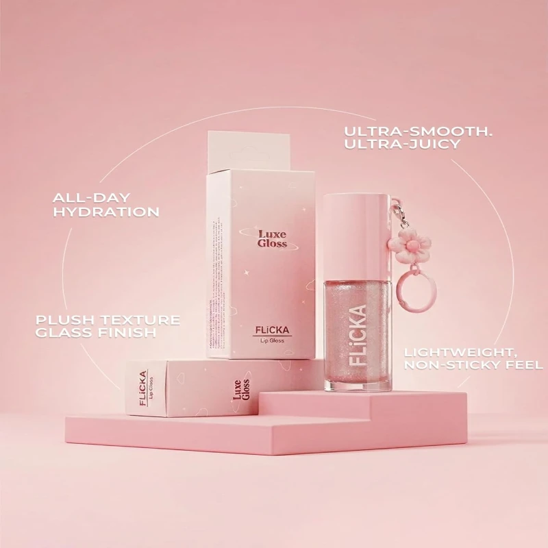 FLiCKA Luxe Lip Gloss - Hydrating, Non-Sticky Cushion Gloss With Glass Shine For Plump Lips - 06 | Glossy thumbnail 10