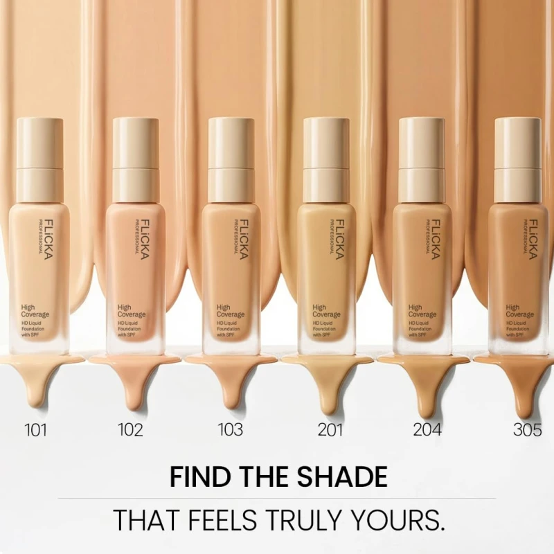 FLiCKA Professional HD Liquid Foundation With SPF Long Lasting High Coverage Waterproof - Fair 103 thumbnail 6