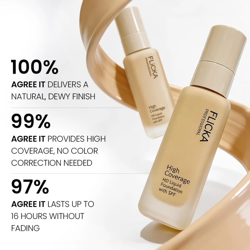 FLiCKA Professional HD Liquid Foundation With SPF Long Lasting High Coverage Waterproof - Fair 103 thumbnail 10