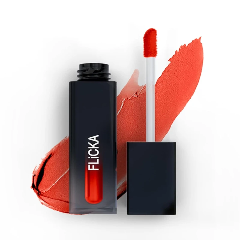 FLiCKA Set and Attack Liquid Matte Lipstick- 01 Crunchy Carrot - Maroon Flush -7ml thumbnail 2