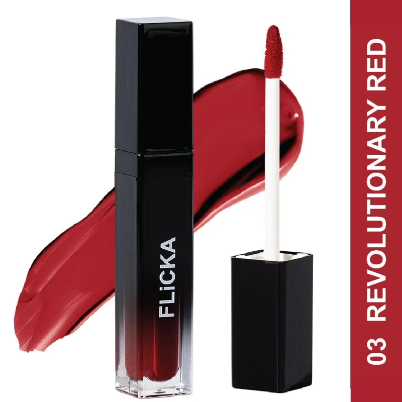 FLiCKA Set and Attack Liquid Matte Lipstick For Women| Transfer Proof, Smudge Proof, Non-Sticky, Creamy Lightweight Lipstick For Women, 03 Revolutionary Red, 7ml thumbnail 2