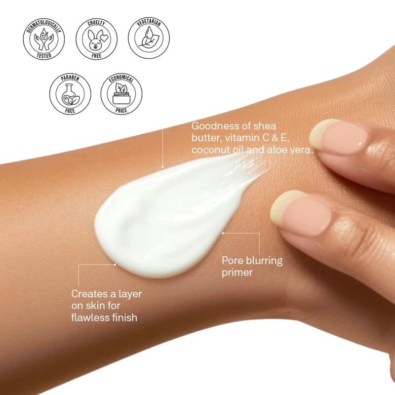 FLiCKA Silk Touch 3 in 1 Moisturizer and Primer for Face | Hydrating, Lightweight, Long-Lasting | Pore Minimizer | Dermatologically Tested | All Skin Types | Makeup Base | 60g | Cruelty-Free (Pack of 1) - Thumbnail 6
