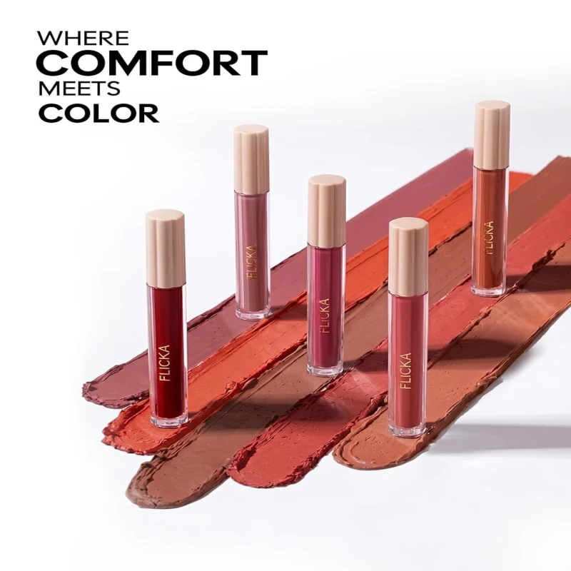 FLiCKA Weightless Impression Liquid Lipstick| Enriched With Vitamin E, Matte Finish, Moisturizing, Creaseless Formula, 10 October, 1.6ml thumbnail 4