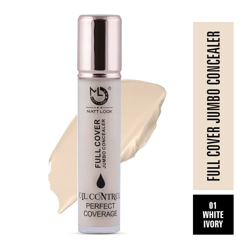 Full Cover Jumbo Oil Control Perfect Coverage Concealer | Medium to High coverage | Hides all skin imperfections | | 11 ml | White-Ivory - Thumbnail 3