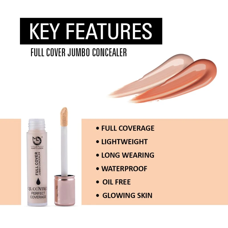 Full Cover Jumbo Oil Control Perfect Coverage Concealer | Medium to High coverage | Hides all skin imperfections | | 11 ml | White-Ivory - Thumbnail 5