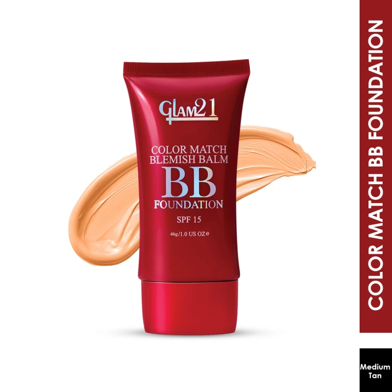 Glam 21 Color Match BB Cream Foundation SPF15 I Foundation &amp; Sunscreen Blemish-free Glow | Non-cakey Daily Use | Non-greasy &amp; Lightweight | Long-lasting Radiant Makeover| 46gm - 05 Medium Tan - Thumbnail 2
