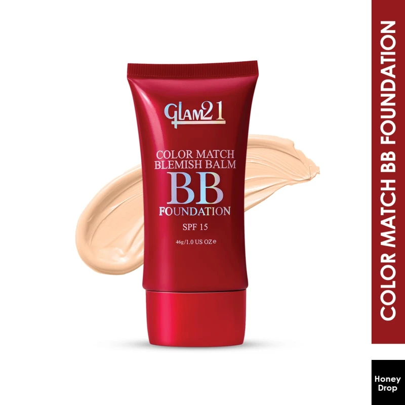 Glam 21 Color Match BB Foundation SPF15 I Dual Purpose of Foundation &amp; Sunscreen Blemish-free Glow |Non-cakey Daily Use | Non-greasy &amp; Lightweight | Long-lasting Radiant Makeover| 46gm - 02 Honey Drop - Thumbnail 2