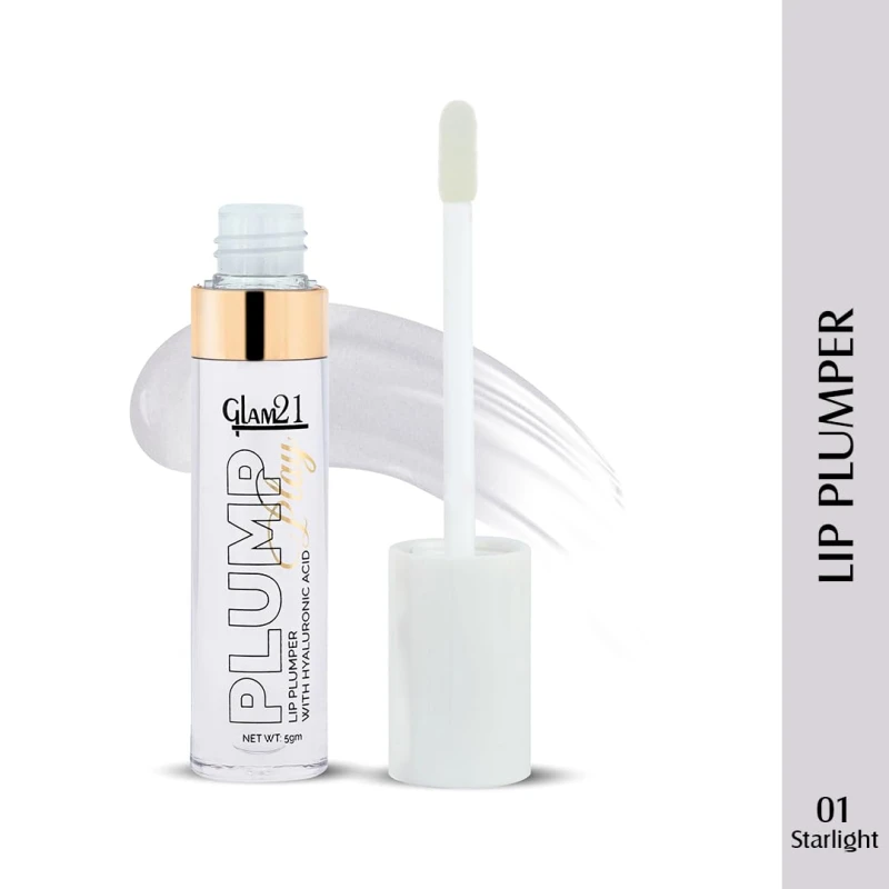 Glam 21 Lip Plumper With Hyaluronic Acid | Lightweight Lip Glossy With High Shine Glossy Y Finish For Fuller And Plump Lips | 01 Starlight - 5 Gm - Thumbnail 2
