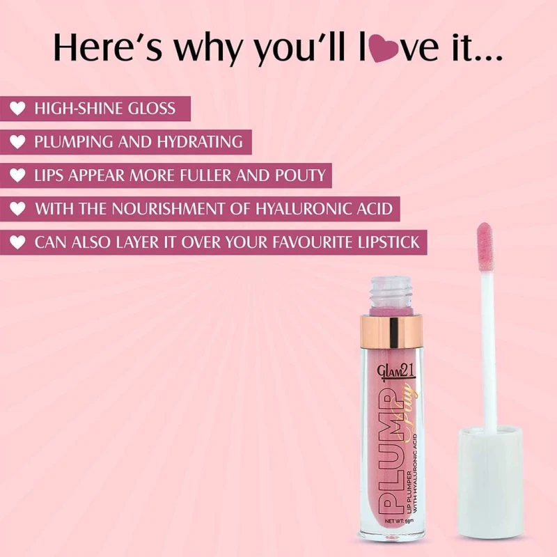 Glam 21 Lip Plumper With Hyaluronic Acid | Lightweight Lip Glossy With High Shine Glossy Y Finish For Fuller And Plump Lips | 01 Starlight - 5 Gm - Thumbnail 3