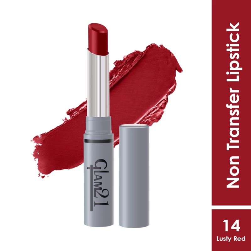 Glam 21 Long Lasting Non-Transfer Lipstick|Creamy Matte Formula | Smudge-Free | HD-Colored lips - 2gm|Lusty Red-14 thumbnail 2