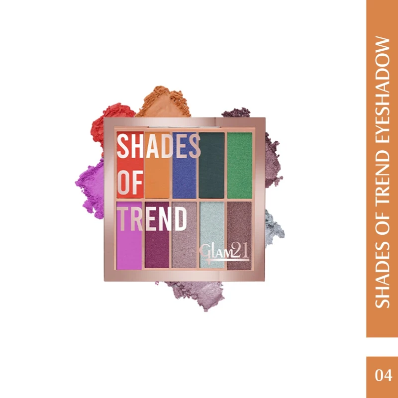 Glam 21 Shades of Trend Eyeshadow Palette | 10 Highly Pigmented Shades |Smudge Free &amp; Long-Lasting| Shimmery Finish| 4gm - Shade -04, Assorted - Thumbnail 2