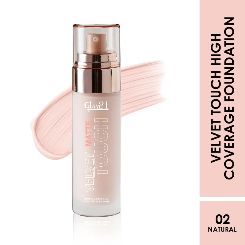 Glam 21 Velvet Touch Oil Control Silk Foundation|Waterproof, High Coverage|Spf 35 Long Lasting|Natural-50Gm, All thumbnail 2