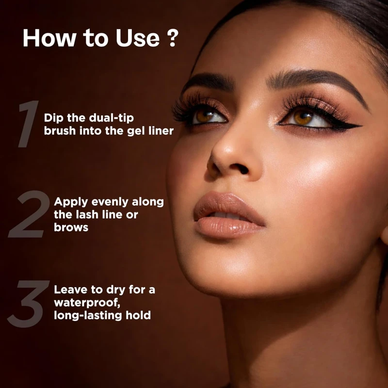 Glam21 2-in-1 Eyebrow Powder &amp; Gel Eyeliner | Intense Black Color | Quick Drying &amp; Lasts 24 hrs | Smudge &amp; Water Proof |Quick-Dry | Dual-Ended Brush | Inbuilt Mirror for Touch-up |4gm - Thumbnail 7