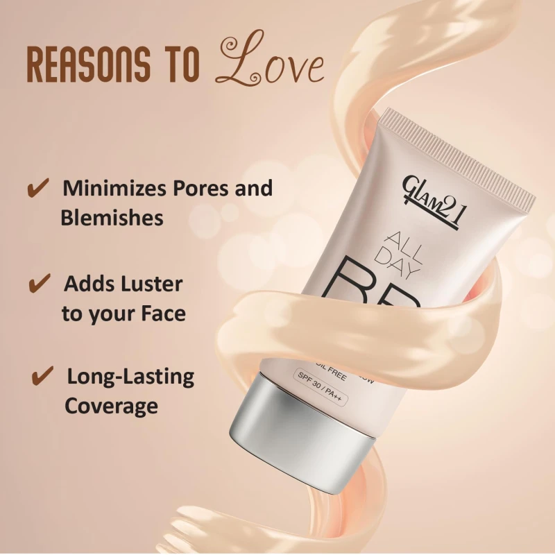 Glam21 BB Cream | Long-Lasting Oil-Free Formula with SPF 30 | Lightweight &amp; Non-Greasy Creamy Texture | Skin-Brightening Daily Makeup for All Skin Types | 40gm, Pastelle-02 - Thumbnail 3