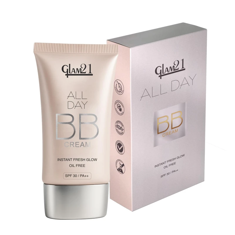 Glam21 BB Cream | Long-Lasting Oil-Free Formula with SPF 30 | Lightweight &amp; Non-Greasy Creamy Texture | Skin-Brightening Daily Makeup for All Skin Types | 40gm, Pastelle-02 - Thumbnail 6