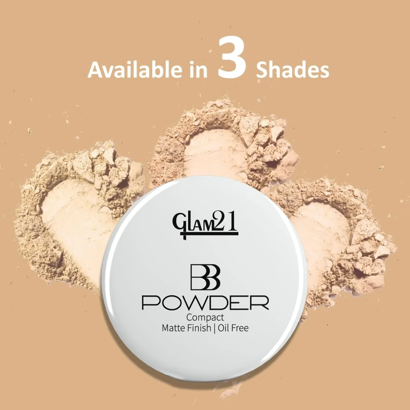 Glam21 BB Powder 2-in-1 Compact Powder Matte Finish &amp; Oil Free | Matte &amp; Shimmer Shades | Instant Weightless Finish Look | Long-lasting | Poreless Soft Skin | 20gm, Almond Honey-03 thumbnail 7