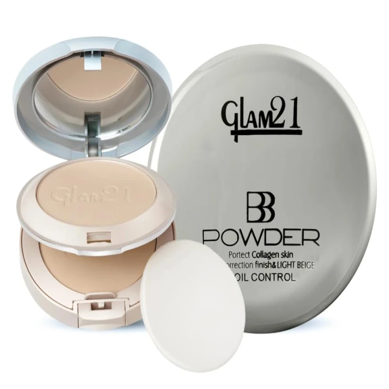 Glam21 BB Powder 2-in-1 Compact Powder Matte Finish &amp; Oil Free | Matte &amp; Shimmer Shades | Instant Weightless Finish Look | Long-lasting | Poreless Soft Skin | 20gm, Cashew - Thumbnail 2