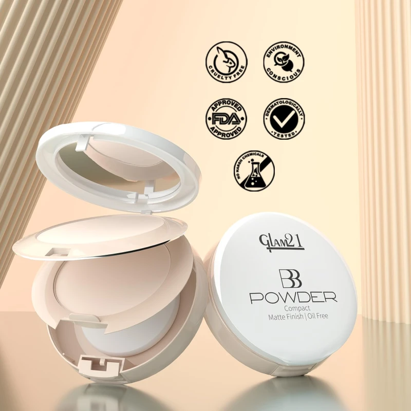 Glam21 BB Powder 2-in-1 Compact Powder Matte Finish &amp; Oil Free | Matte &amp; Shimmer Shades | Instant Weightless Finish Look | Long-lasting | Poreless Soft Skin | 20gm, Natural-02 thumbnail 8