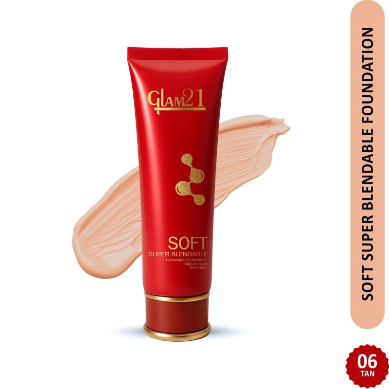 Glam21 Blendable Tube Foundation | Hides Skin Imperfections, Dark Spots, Fine lines | Lightweight | Suitable for All | 6 Shades Match Indian Skin Tones | 50gm|06-Tan thumbnail 2
