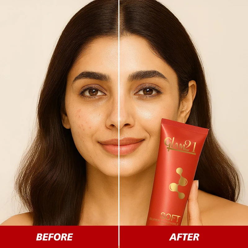 Glam21 Blendable Tube Foundation | Hides Skin Imperfections, Dark Spots, Fine lines | Lightweight | Suitable for All | 6 Shades Match Indian Skin Tones | 50gm|06-Tan thumbnail 6